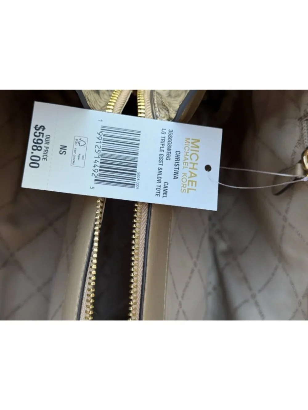 Michael Kors Christina Large Triple Gusset Shoulder Tote Snake Print NWT - Picture 10 of 10